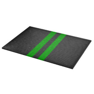 Accent Green Carbon Fibre Style Racing Stripes Cutting Board