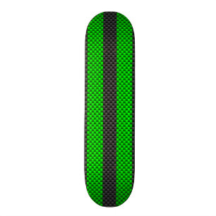 Accent Green Carbon Fibre Style Racing Stripes Skateboard