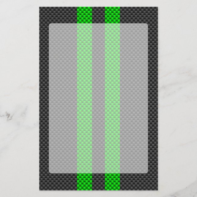 Accent Green Carbon Fibre Style Racing Stripes Stationery (Front)