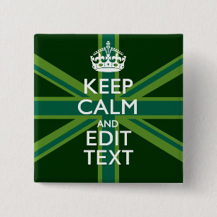 Accent Green Keep Calm And Your Text Union Jack 2 Inch Square Button