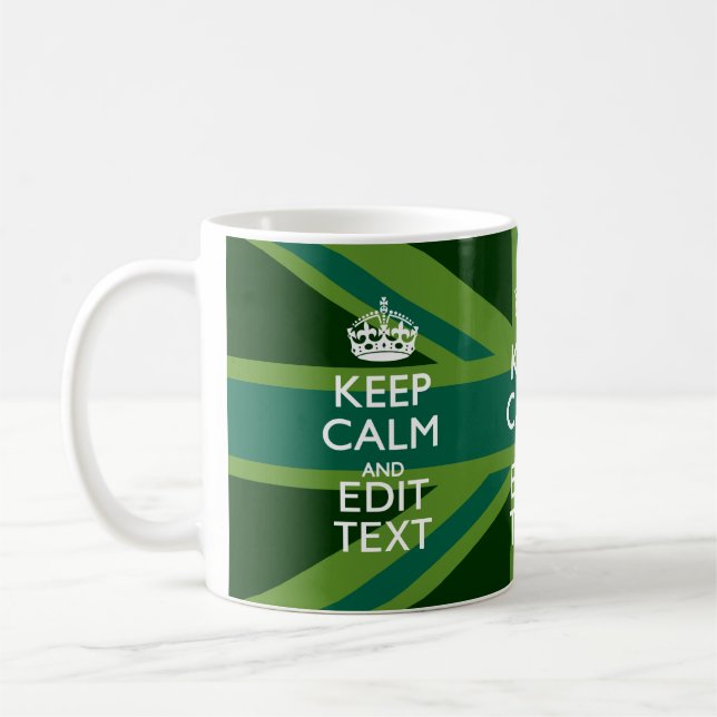 Accent Green Keep Calm And Your Text Union Jack Coffee Mug (Left)