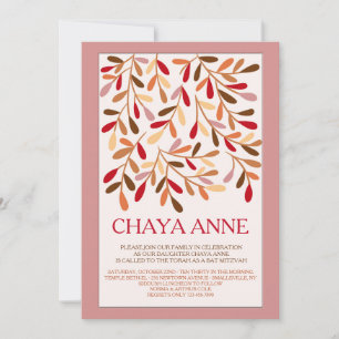 Accent Leaves Bat Mitzvah Invitation