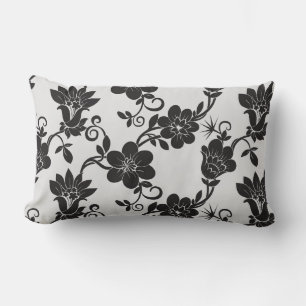 Accent Pillow-Black Flowers   Lumbar Pillow