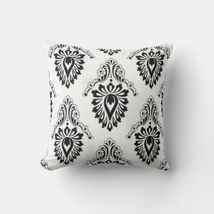 Accent Pillow-Black/White Damask Throw Pillow