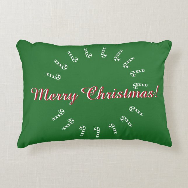 Accent Pillow - Green Candycanes (Front)