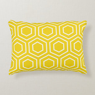 Accent Pillow - Lemon Yellow Hexagon Pattern
