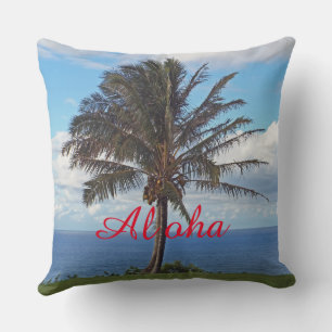 ACCENT PILLOW /PALM TREE, OCEAN, ALOHA