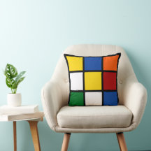 Accent Pillow "Quadro" Yellow & White