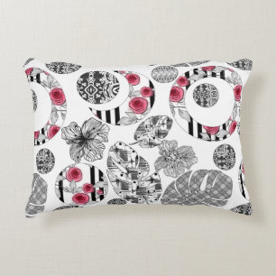 Accent Pillow,Red and Black, Quilting ,Patchwork Pillow