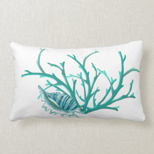 Accent Pillow-Seashell & Coral Lumbar Pillow