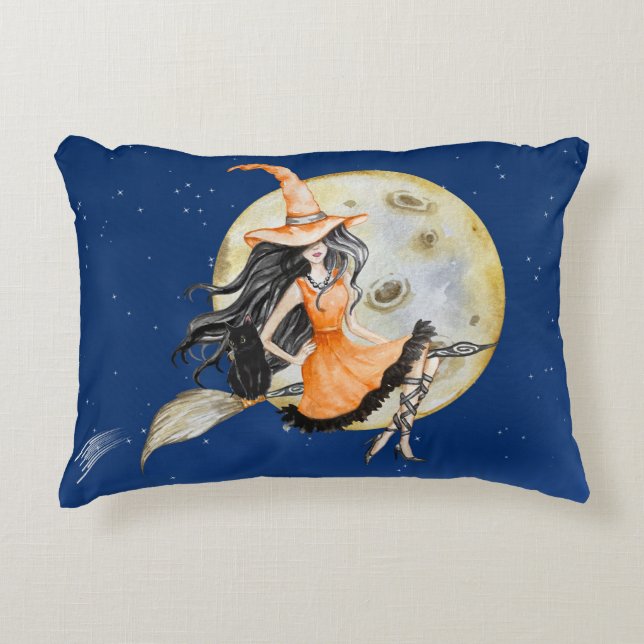 Accent Pillow, Witch's Sweet Ride Pillow (Front)