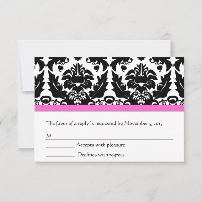 Accent rose noir et blanc Damas RSVP (Devant)