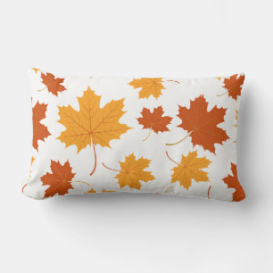 Accent Throw Pillow-Autumn Falling Leaves Lumbar Pillow