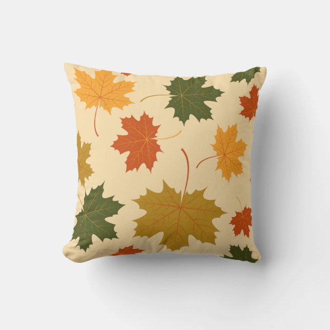 Accent Throw Pillow-Autumn Falling Leaves Pillow (Front)