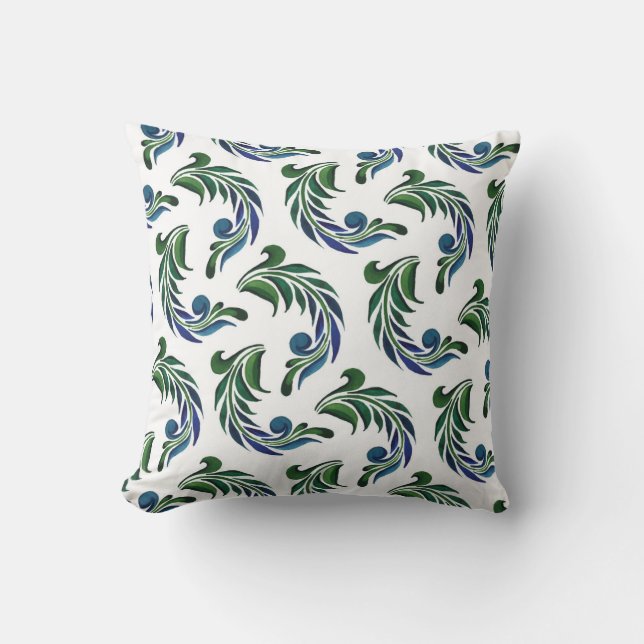 Accent Throw Pillow-Peacock Feathers Pillow (Front)
