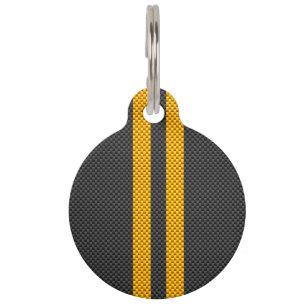 Accent Yellow Racing Stripes Carbon Fibre Style Pet Tag