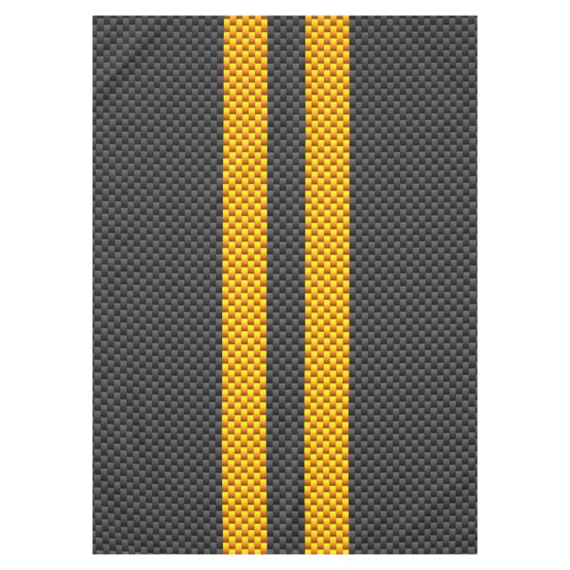Accent Yellow Racing Stripes Carbon Fibre Style Tablecloth (Front)