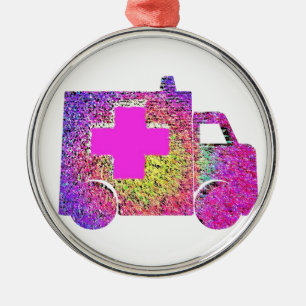 accented ambulance nurse emt doctor medical metal ornament