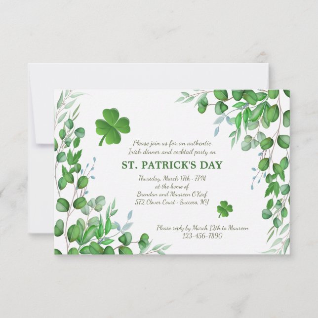 Accents feuille Invitation de la Saint-Patrick (Devant)