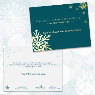 Accents Gold Foil Snowflakes Carte de vacances Tur