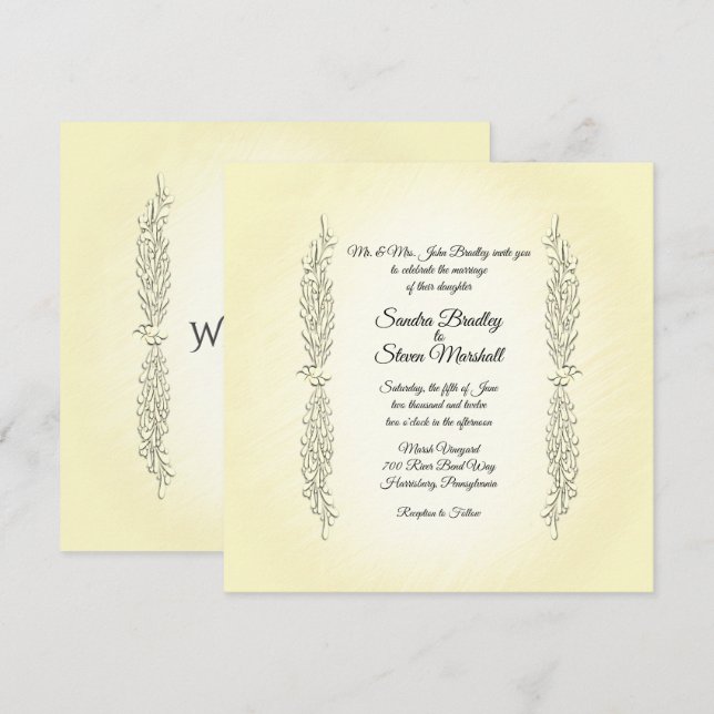 Accents minimaux Faire-part de mariage jaune (Devant / Derrière)