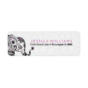 Accents rose Eléphant Blanc et Noir mignon