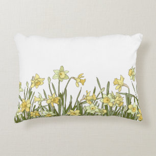 Accentuation Coussin avec motif floral jonc jaune