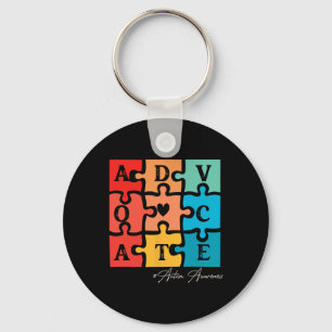 Accept Adapt Advocate Puzzle Piece Retro Autism Aw Keychain