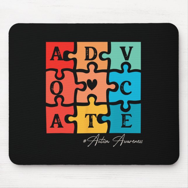 Accept Adapt Advocate Puzzle Piece Retro Autism Aw Mouse Pad (Front)