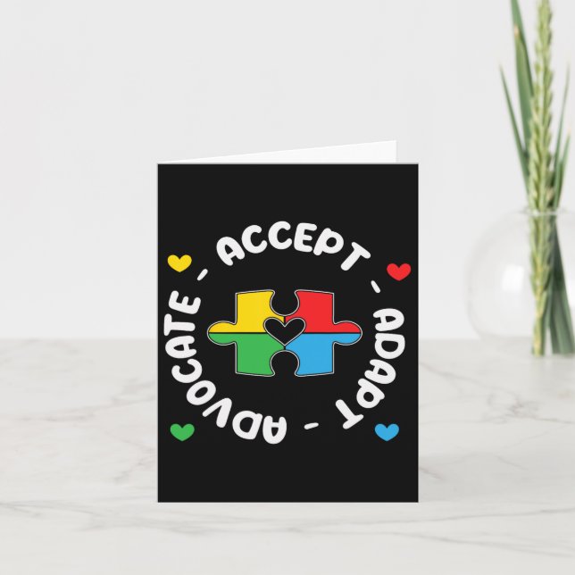 Accept Advocate Adapt Support Autism Awareness Uni Card (Front)