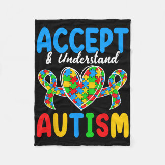 Accept And Understand Autism Day  Fleece Blanket