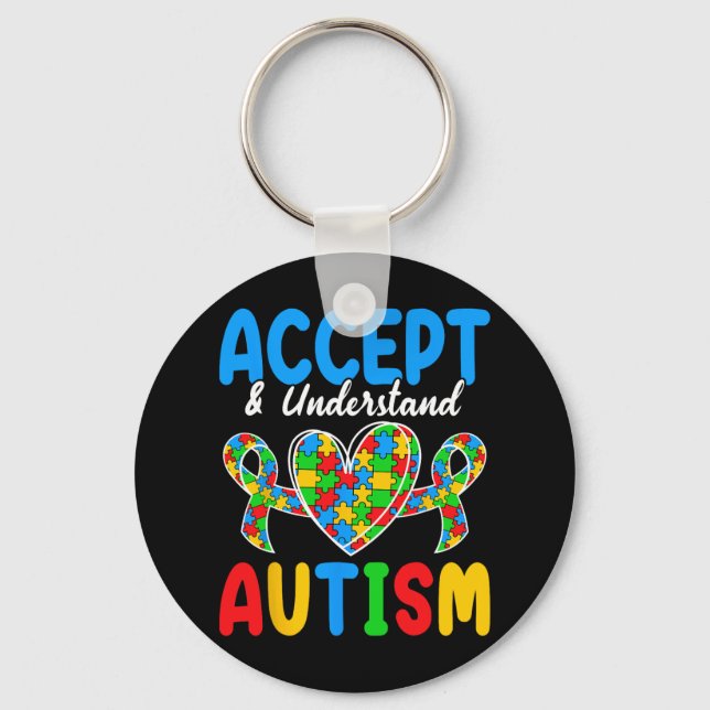 Accept And Understand Autism Day  Keychain (Front)
