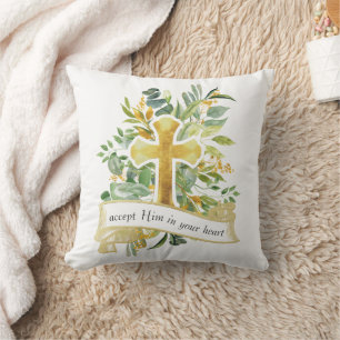 Accept Jesus in your Heart - Christian Faith Throw Pillow