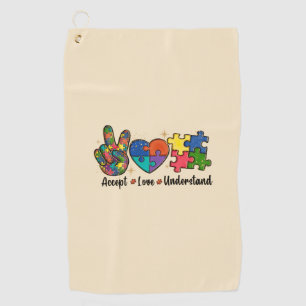 Accept, Love, Understand Autism Awareness Golf Towel