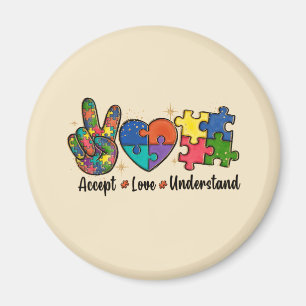 Accept Love Understand - Autism Awareness Heart Magnet
