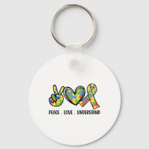 Accept Love Understand Autism Awareness Men Women Keychain