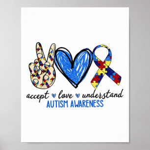 Accept Love Understand Autism Awareness Men Women Poster