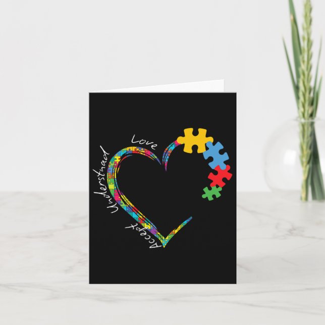 Accept Love Understand Autism Support Funny Autism Card (Front)