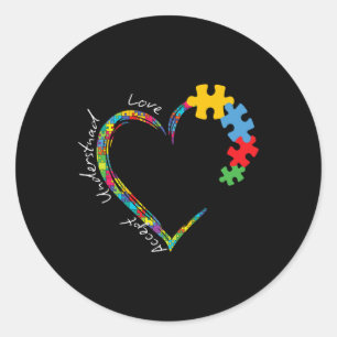 Accept Love Understand Autism Support Funny Autism Classic Round Sticker