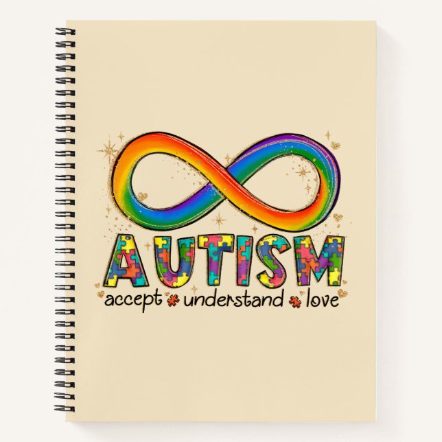 Accept Love Understand - Infinity Autism Awareness Notebook (Front)