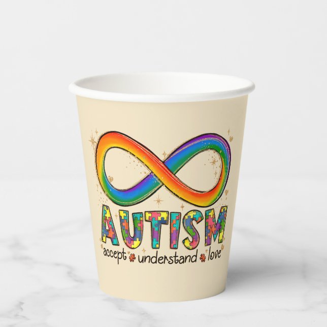 Accept Love Understand - Infinity Autism Awareness Paper Cups (Front)