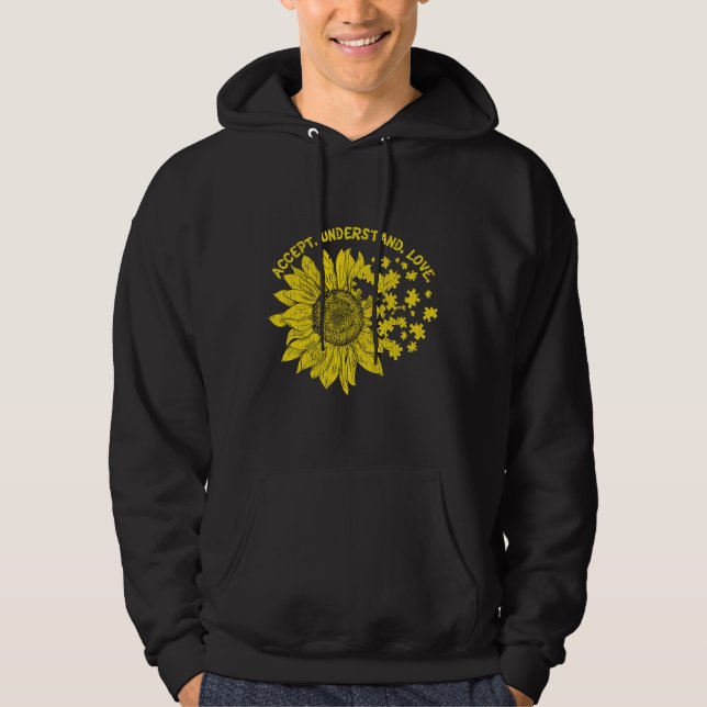 Accept Understand Autistic Kids Support Autism Awa Hoodie (Front)
