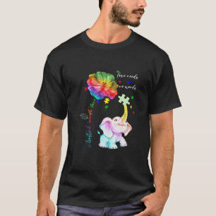 Accept Understand Elephant Daisy Puzzle Autism Awa T-Shirt
