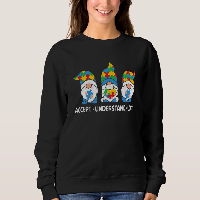 Accept Understand Love Asd Rainbow Flower Autism A Sweatshirt (Front)