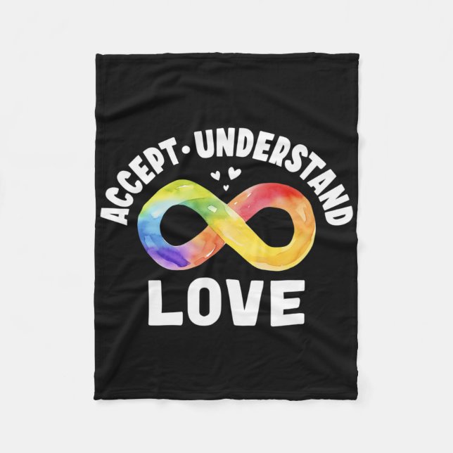 Accept Understand Love Autism Awareness Asd Infini Fleece Blanket (Front)