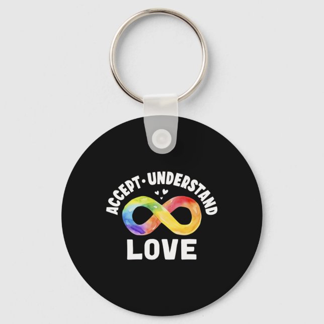 Accept Understand Love Autism Awareness Asd Infini Keychain (Front)