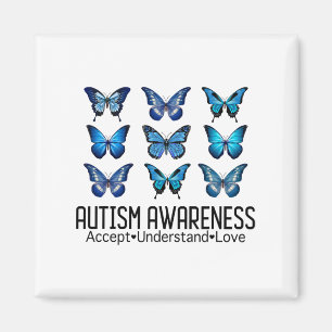 Accept Understand Love Autism Awareness Butterfly Magnet