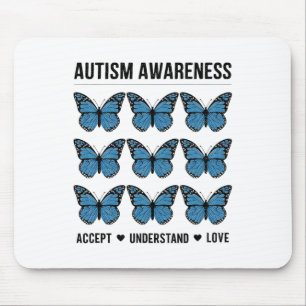 Accept Understand Love Autism Awareness Butterfly Mouse Pad