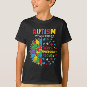 Accept Understand Love Autism Awareness Flower Gif T-Shirt