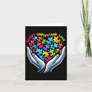 Accept Understand Love Autism Awareness Heart Men Card